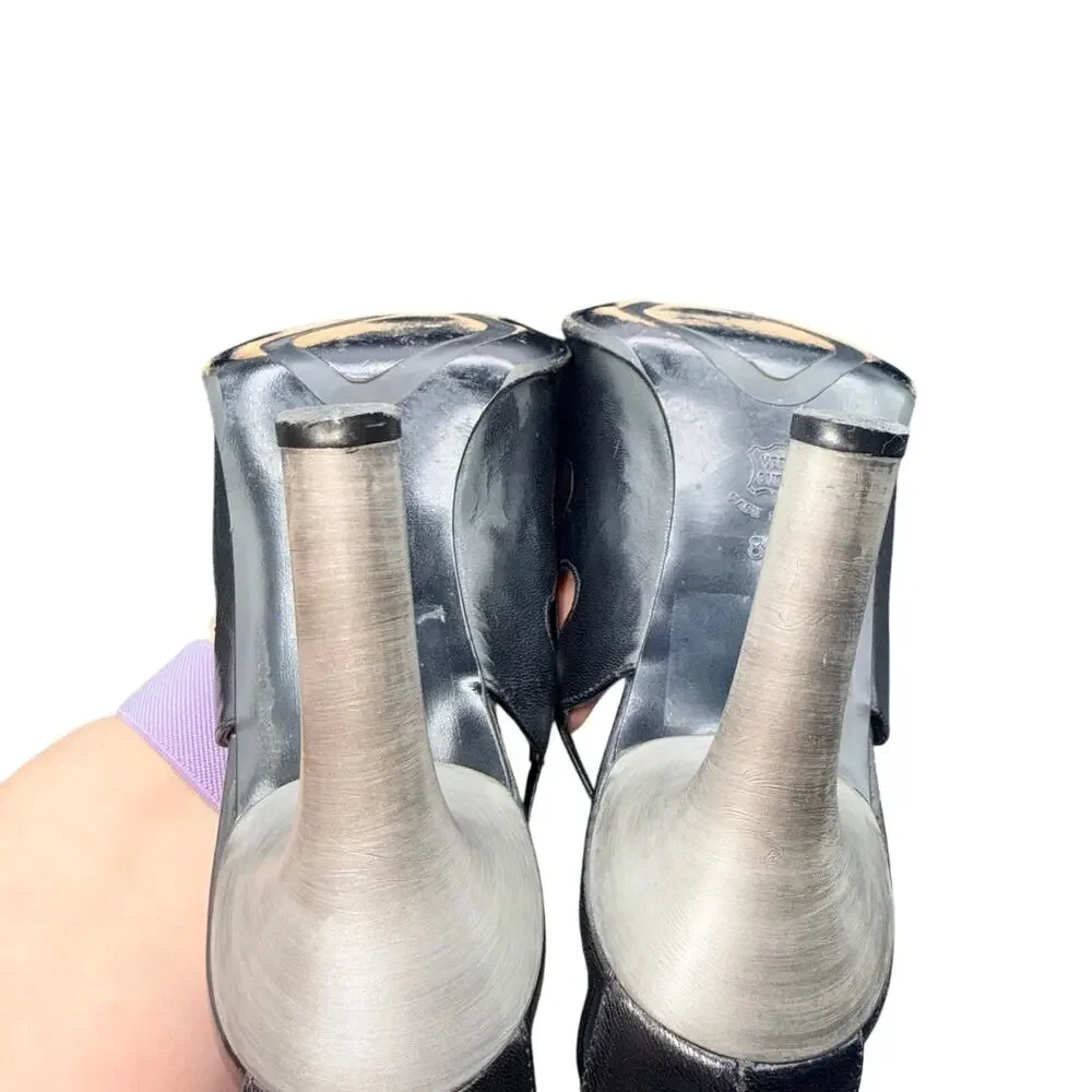 Kenneth Cole Black Leather Slingback Heels Pointed Toe Size 8.5 M